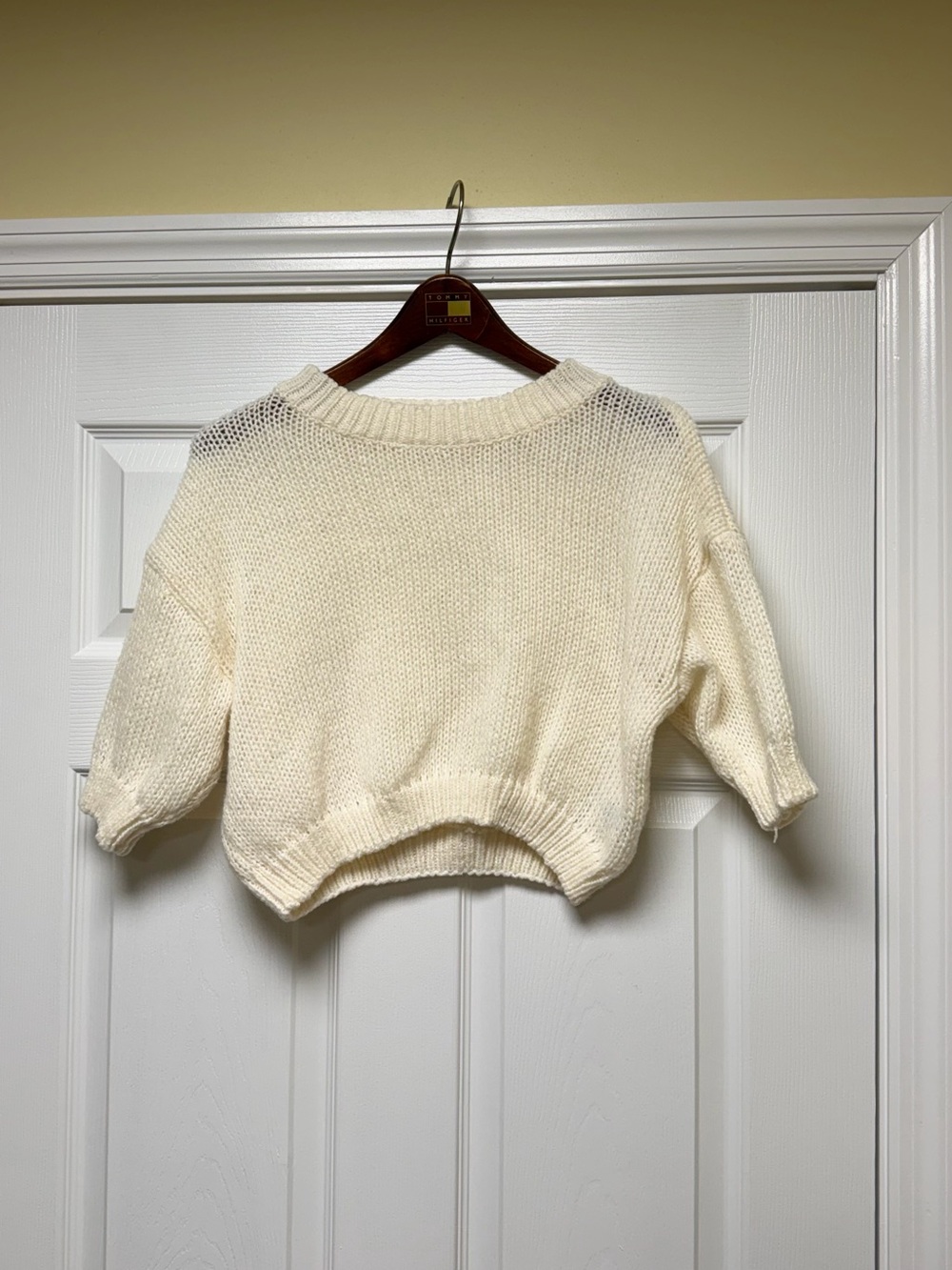 Cream Cropped Knit Sweater - Women